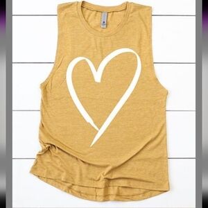 NWT -  Mustard Yellow - Heart Design Tank Top - Sz XL